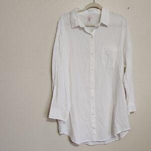 Victoria's Secret White Button-Up Sleep Shirt